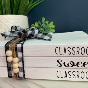 Farmhouse book stacks, hand made, classroom sweet classroom, teacher gift, customizable, farmhouse decor, free shipping