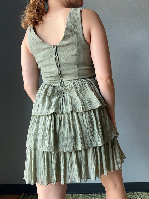 Y2K jade green ruffle dress - image 3