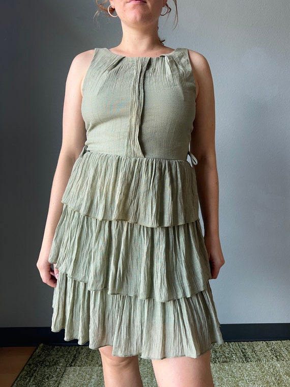 Y2K jade green ruffle dress - image 5