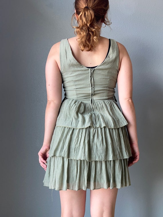 Y2K jade green ruffle dress - image 6