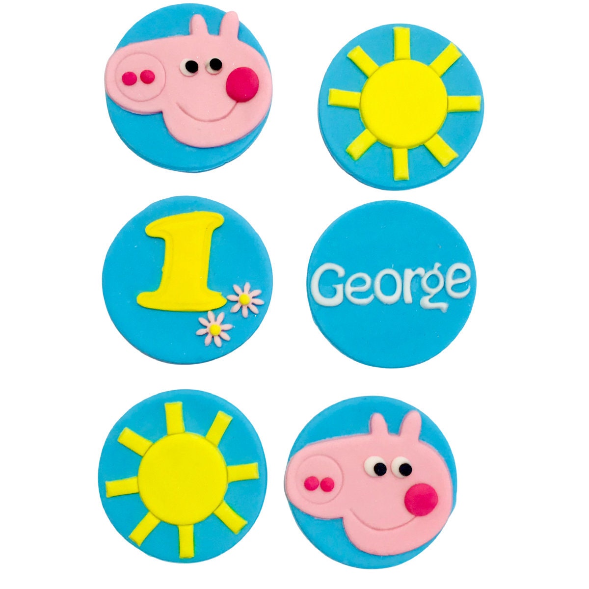 Peppa Pig Personalised Edible Sugar Paste Cupcake Toppers Etsy