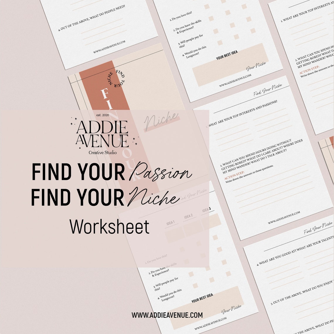 Find Your Niche Worksheet Find Your Passion Workbook | Etsy