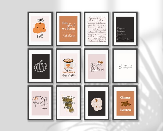 Fall Gallery Wall art set - 12 Prints | Home decor | Digital wall art designs | Autumn Decor | Cozy Vibes