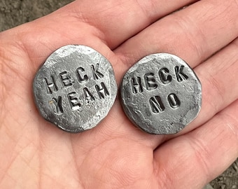 The Decisionator 3000 Flip Coin (1 single coin) heck yeah on front / heck no on back
