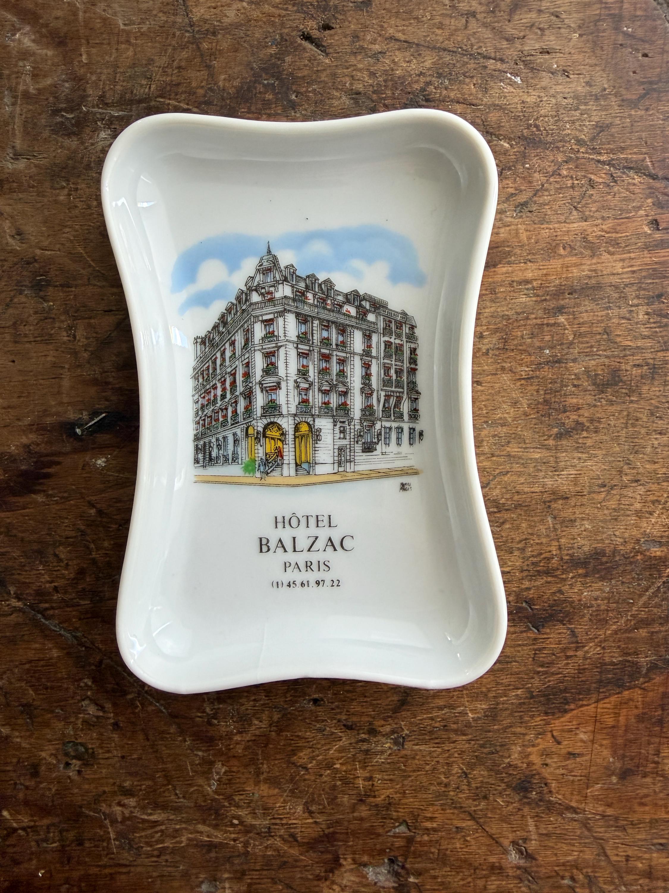 Vintage Hotel Balzac Paris Ashtray - Pillivuyt Porcelain 1818