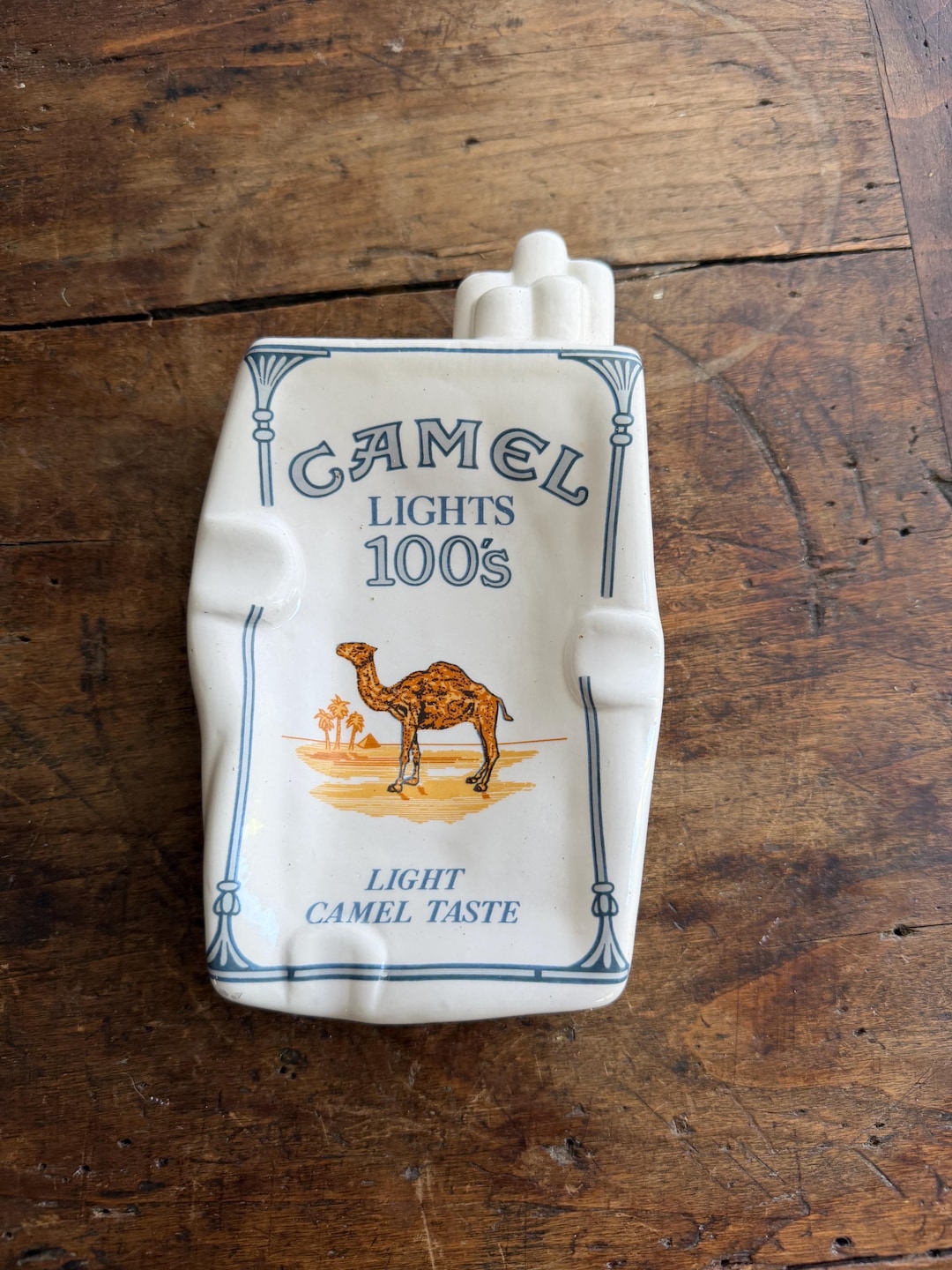 Vintage Camel Lights 100s Ceramic Ashtray – 3D Cigarette Pack