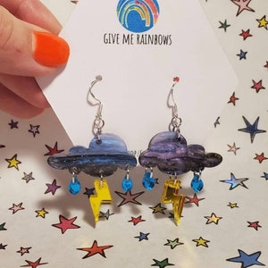 Cute rain and lightening earrings