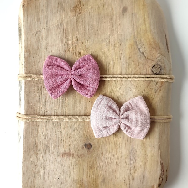 Hair bow baby, hairband newborn | pink, light pink | Muslin - Emma