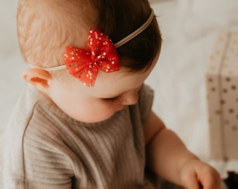 Haarschleife Tüll Weihnachten, Haarband Baby, rot - weiß