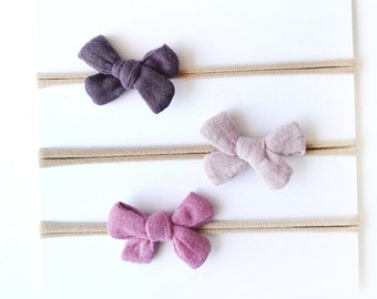 kleine Haarschleife, Haarband Baby, Babyhaarband, Musselin, rosa, pflaume, hellrosa, MINI