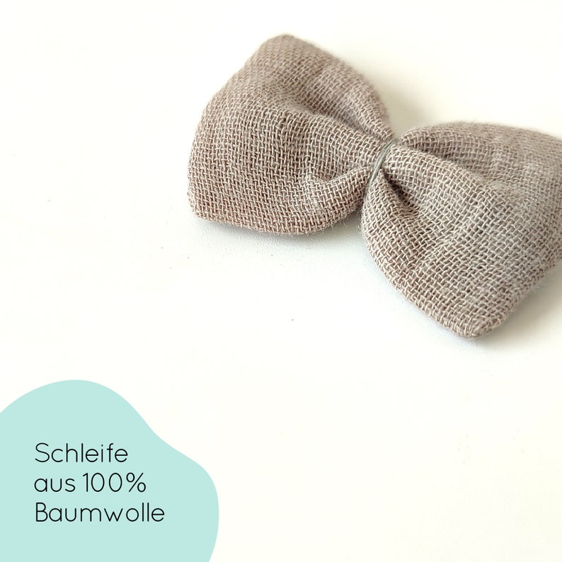 kleine Haarschleife, Haarband Baby, Musselin, weiß, beige, taupe Emma-Mini Bild 6