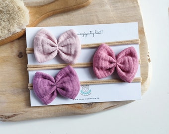 Haarschleife Baby, Haarband Newborn | hellrosa, rosa, lila | Musselin - Emma