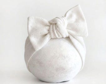 Haarband für Babys mit Schleife – weiß Stirnband, bequem & stylisch, ideal für Neugeborene, Kleinkinder