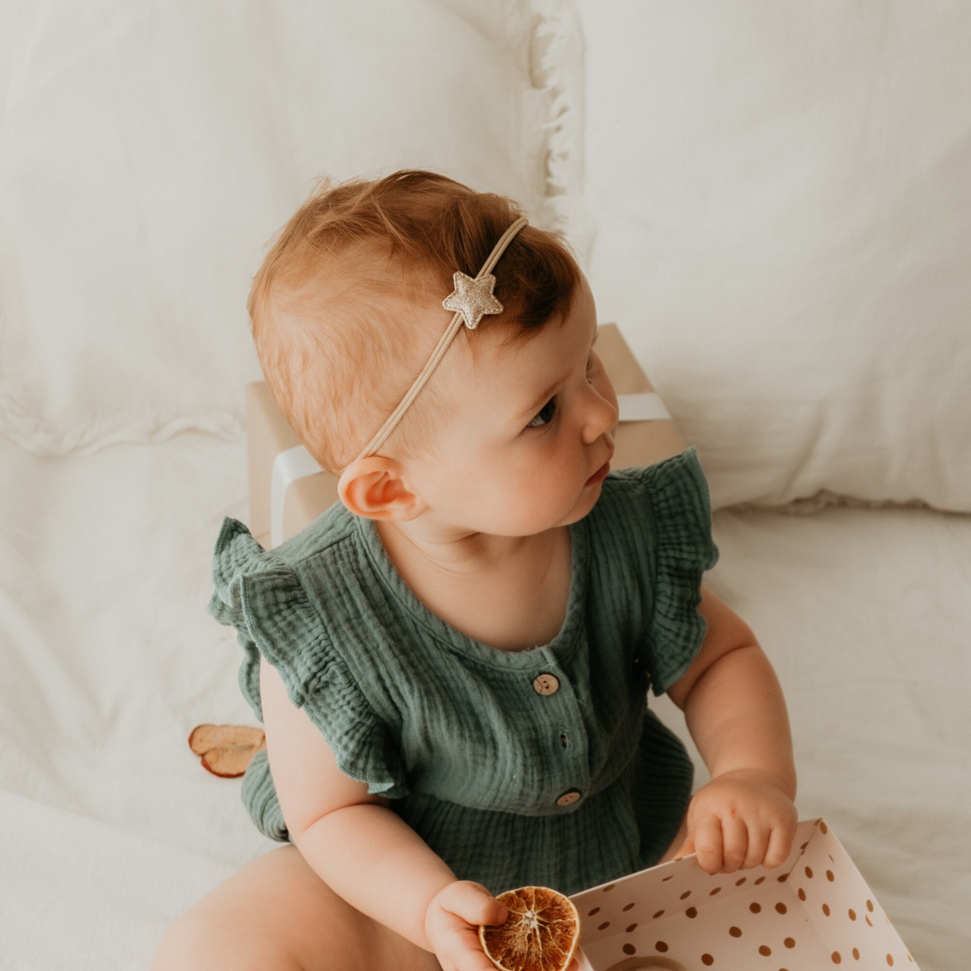 Samt-Haarband Für Baby-Mädchen Mit Schleife - Weich & Elastisch Für 3-18 Monate