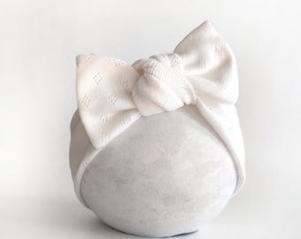 Haarband für Babys mit Schleife – weiß Stirnband, bequem & stylisch, ideal für Neugeborene, Kleinkinder