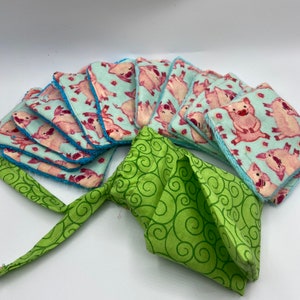 Reusable make up removing pads and storage washing bag