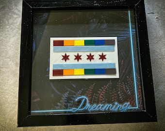 Chicago Pride shadow box, LGBTQ+ gifts, Pride gifts, queer, LGBTQ+ pride, home decor, custom decor, custom frame, custom shadow box