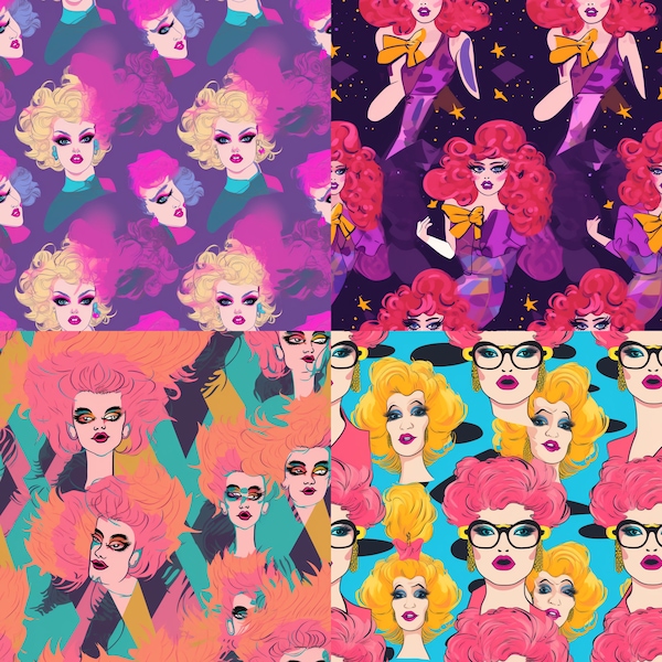 Seamless Digital Drag Queen Paper - Instant Download! For Drag Lovers, Performers, Shows & Crafts. Get Your Unique Art Now