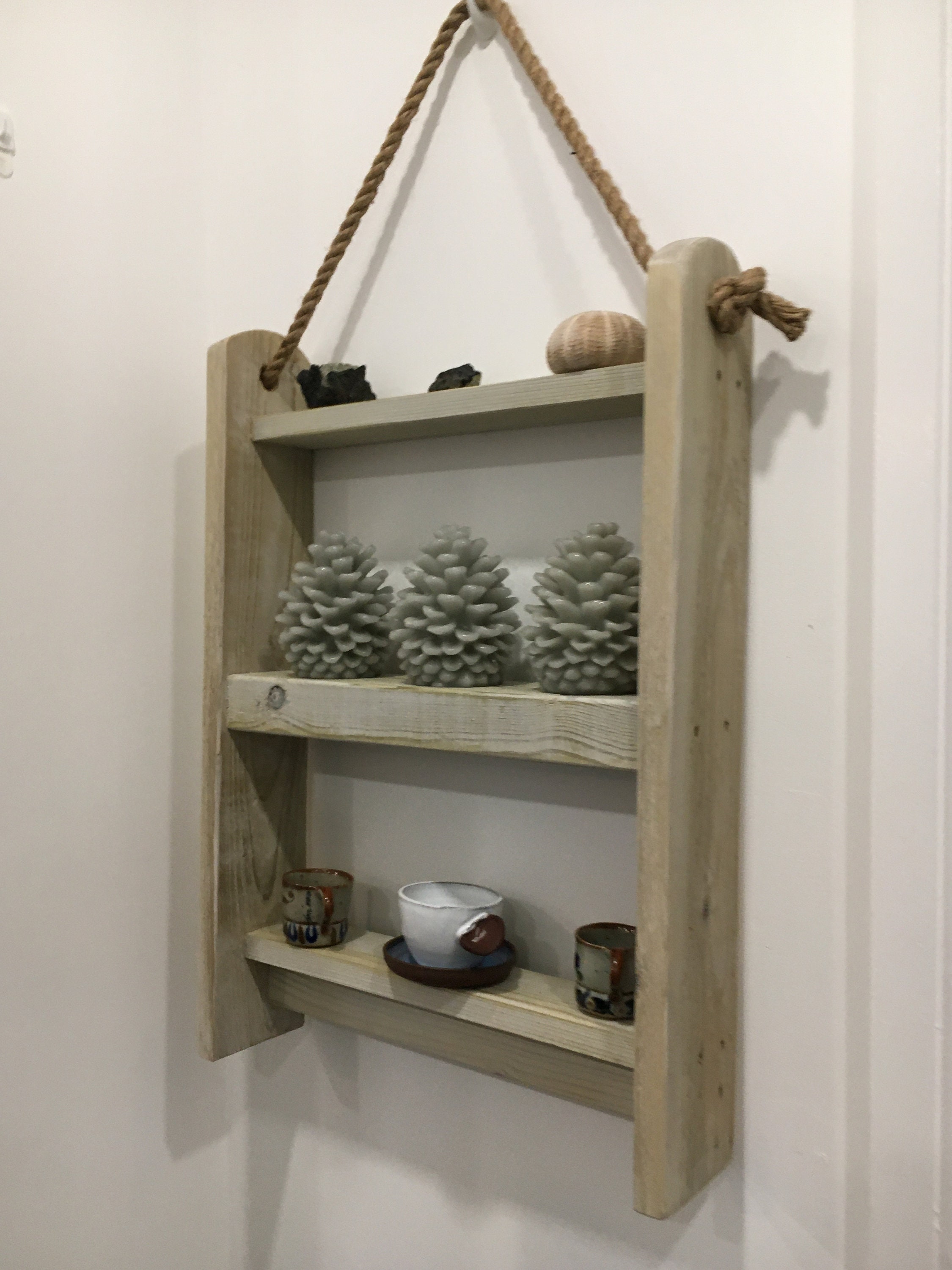 Handmade Wooden Rustic Hanging Shelf FREE DELIVERY Etsy