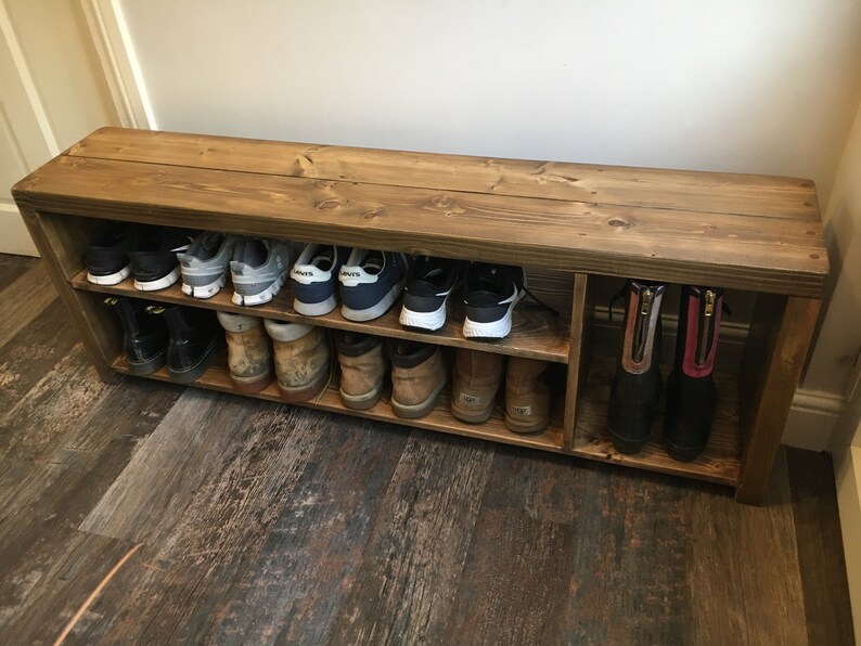 Rustic Shoe Rack / Boot Storage Bench Handmade FREE DELIVERY Etsy UK