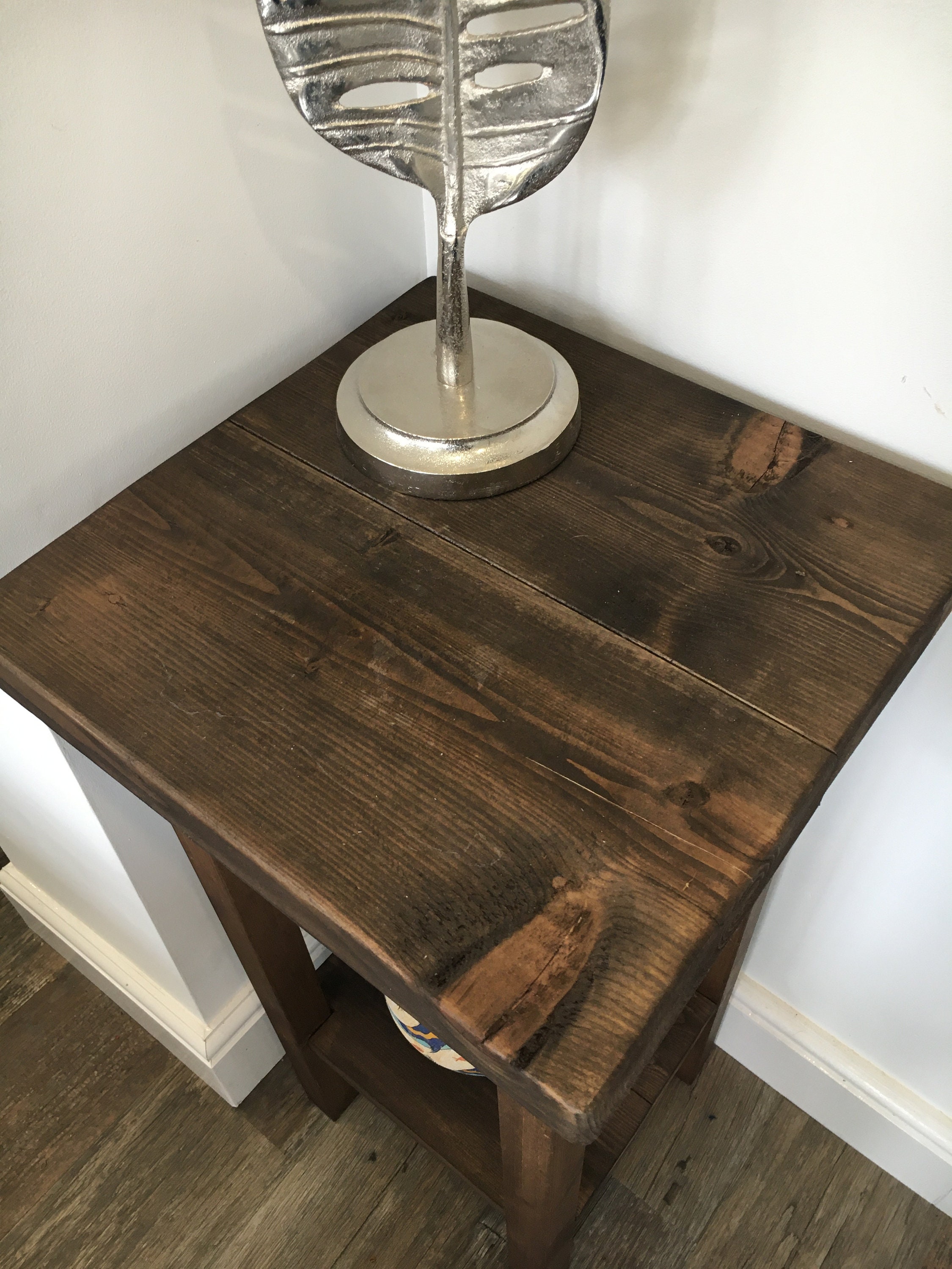 Rustic two tier wooden corner / side table FREE DELIVERY Etsy