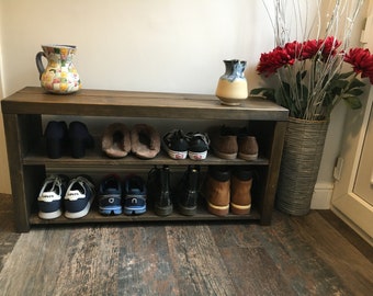 Rustic Shoe Rack / Boot Storage Bench Handmade - FREE DELIVERY