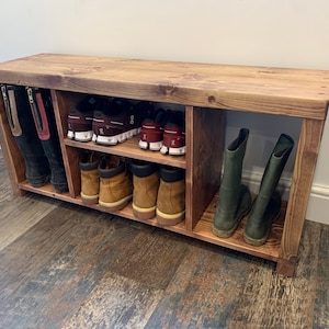 Bespoke Shoe Bench | Rack / Boot / Welly / Rustic / Hall Organiser / Storage - FREE DELIVERY