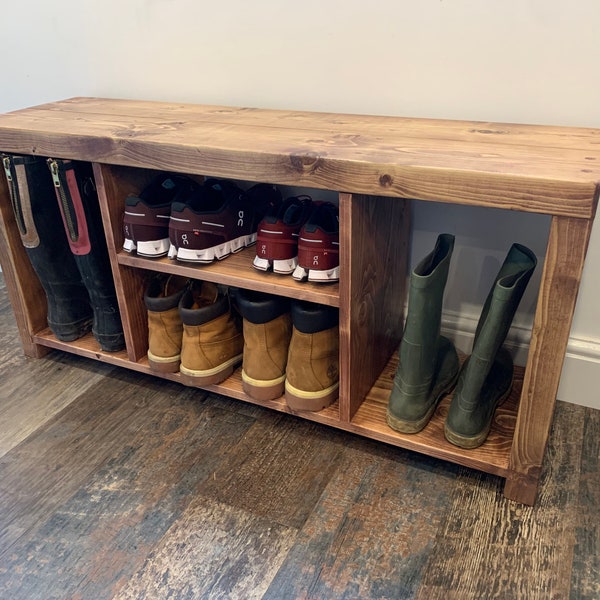 Bespoke Shoe Bench | Rack / Boot / Welly / Rustic / Hall Organiser / Storage - FREE DELIVERY