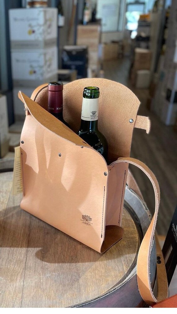 Mohave, Vachetta, Dual Genuine Leather Wine Carrier, Wine Bag