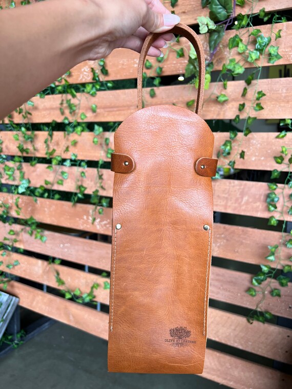 Leather Wine Carrier, Wine Bag, Wine Tote | Mohave - Light Oak