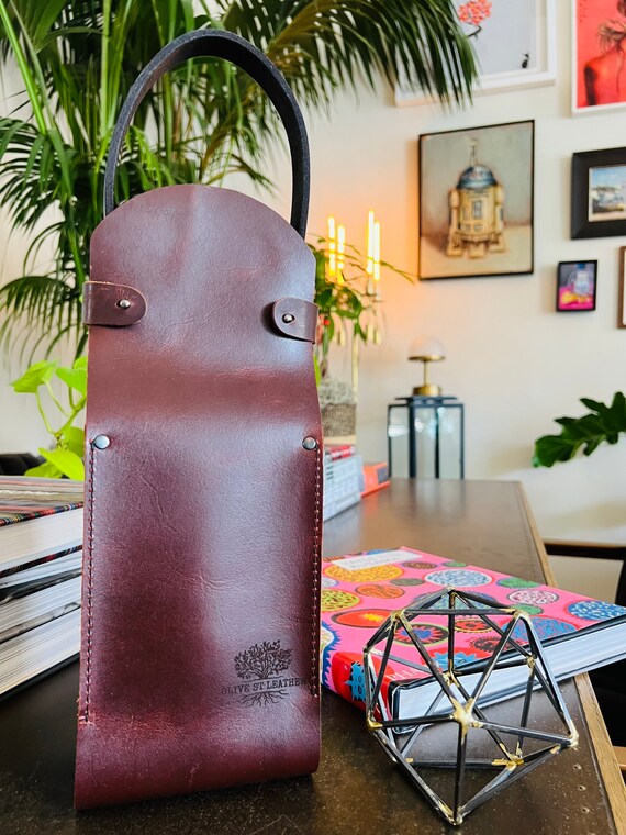 Mohave, Mahogany color, Genuine Leather Wine Carrier, Wine Bag