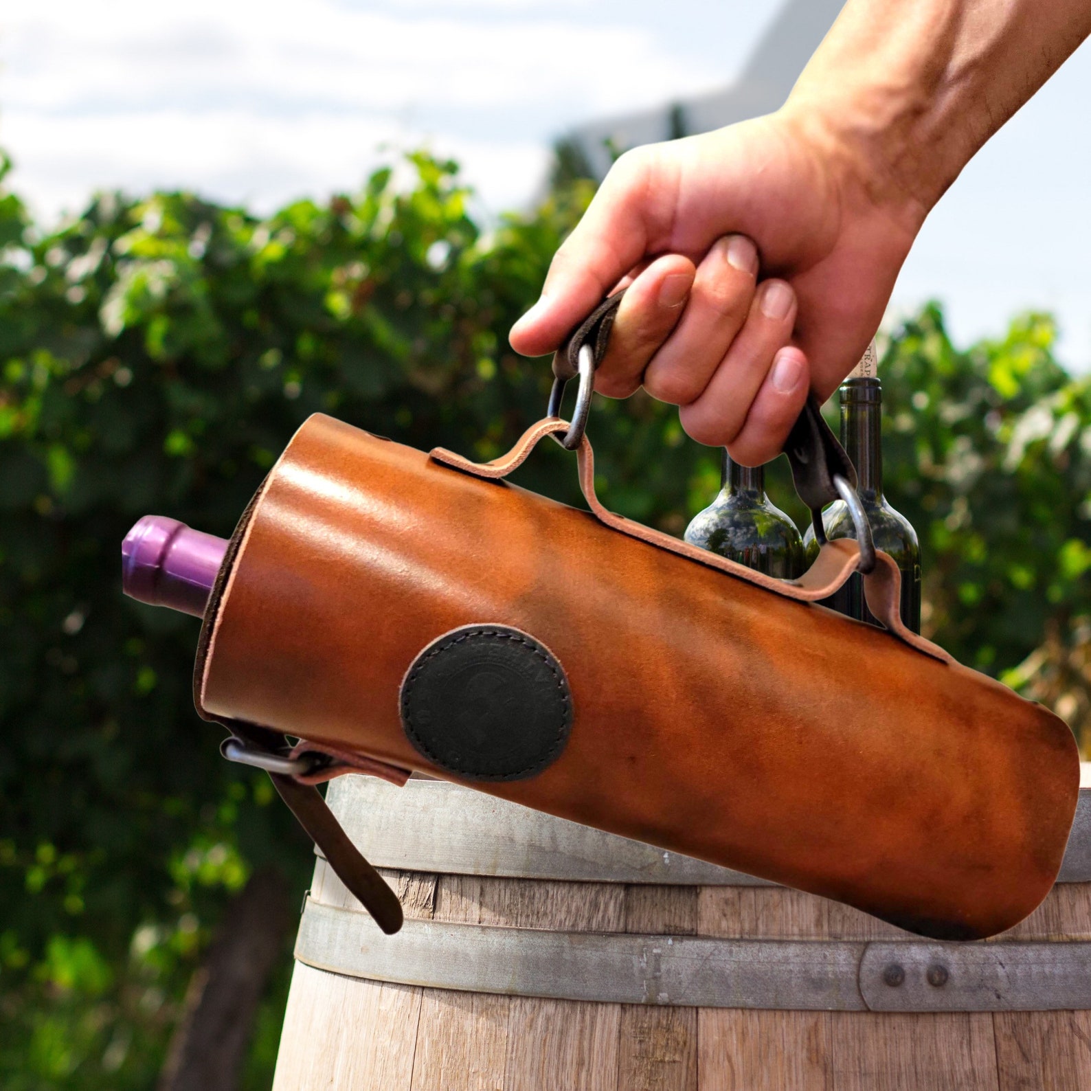 Personalized Genuine Leather Wine Tote Monogrammed Wine bag Etsy