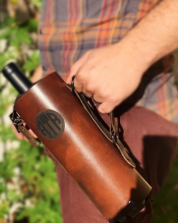 Leather Wine Carrier, Leather Wine Bag, Leather Wine Bottle Carrier, Wine Bag, Wine Case, Personalized Gift, Monogram Gift, Wine Tote