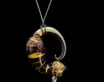Murano Tortoiseshell glass cat Pendant present. Gift. Figurine miniature. Tortishell