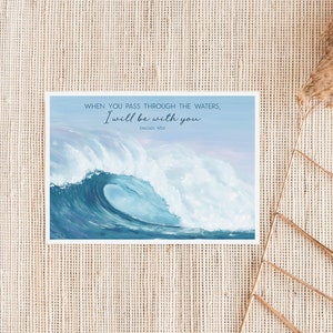 When You Pass Through the Waters, Isaiah 43:2 Art Print || christian wall art prints bible verse poster faith wall decor christian artwork