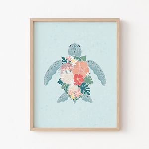 Sea Turtle Go at Your Own Pace Art Print || Ocean Theme Wall Art Beach ...
