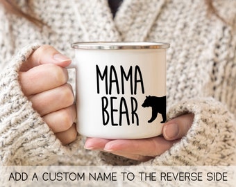 Mama Bear Personalized Mug || custom camper mug camping mug customized enamel mug hiking gifts campfire mug metal mug present new mom