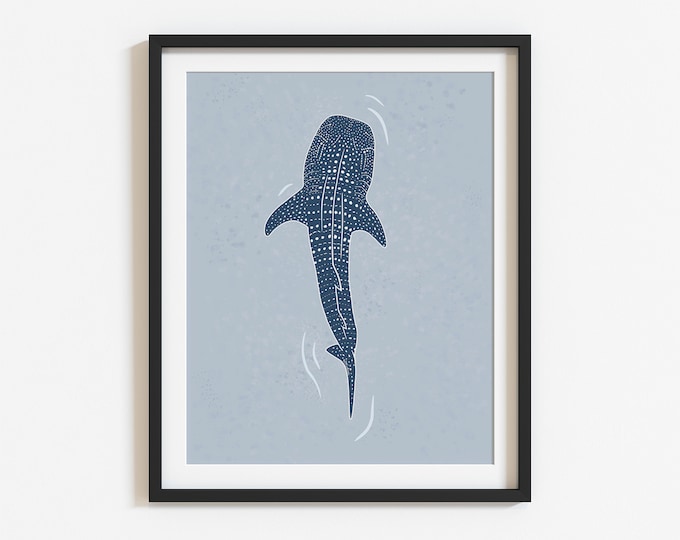 Whale Shark Art Print || Ocean Theme Wall Art Beach Decor Coastal ...