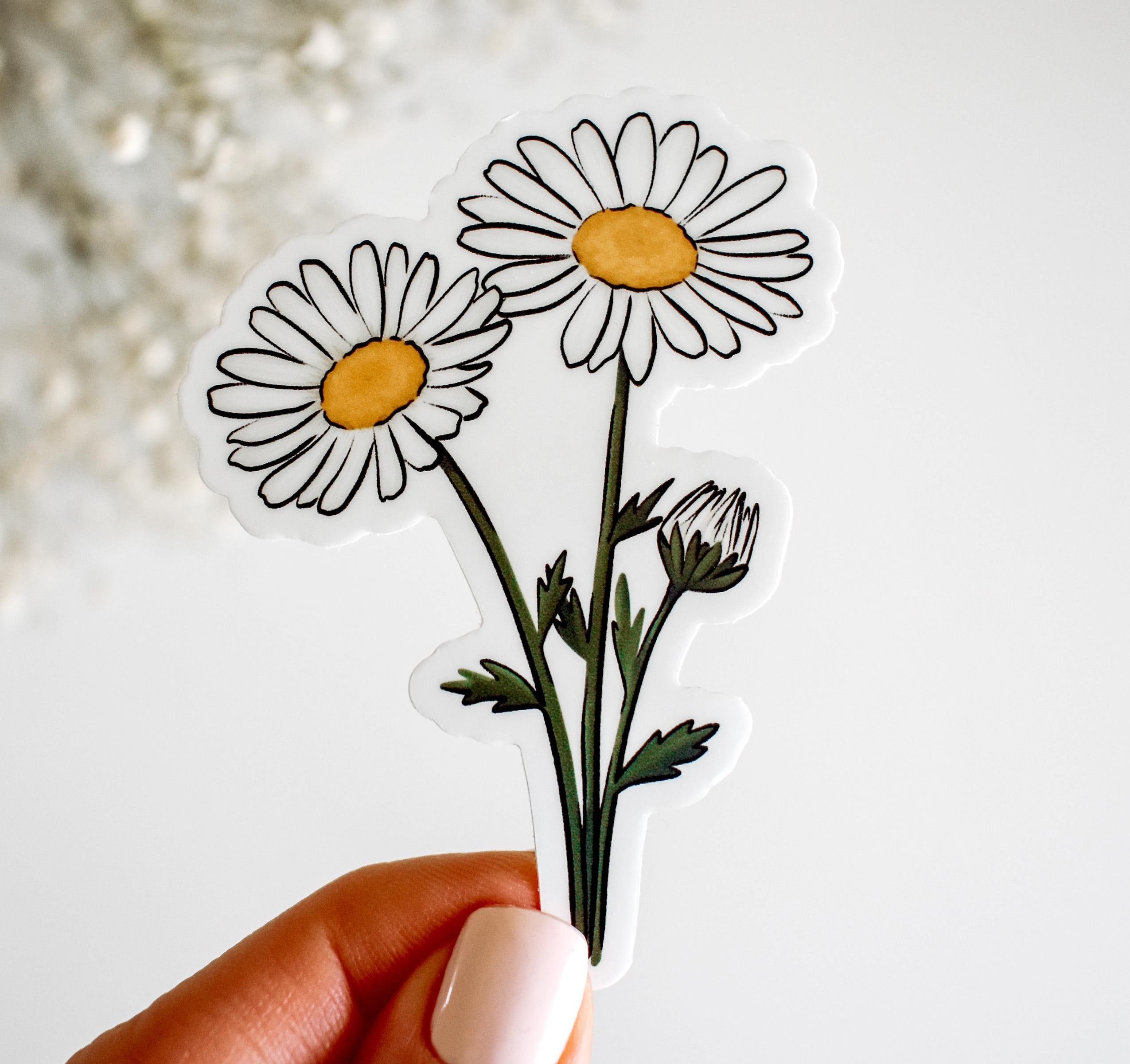 Daisy Vinyl Sticker || April Birth Month Flower Sticker Outdoor