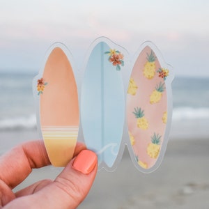 Summer Surfboards Clear Vinyl Sticker || ocean stickers surf sticker summer decor coastal artwork nature sticker art beach sticker aesthetic