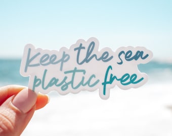 Keep the Sea Plastic Free Vinyl Sticker || ocean stickers surf sticker summer decor nature sticker beach sticker environmental stickers