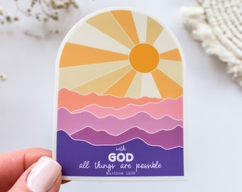 With God All Things Are Possible, Matthew 19:26 Vinyl Sticker || christian stickers christian car decal bible verse stickers faith sticker