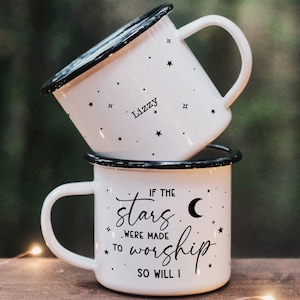 If the Stars Were Made to Worship So Will I Mug || personalized camping mug customized enamel mug religious campfire mug custom scripture