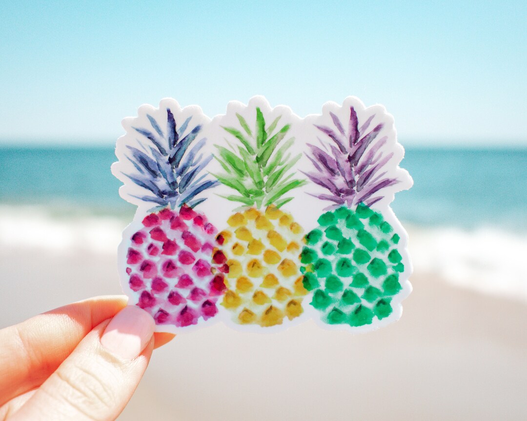 Bright Pineapples Vinyl Sticker Ocean Stickers Surf Sticker Etsy