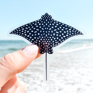 Spotted Eagle Ray Clear Vinyl Sticker || ocean sticker surf sticker summer decor coastal beach sticker art sea creature sea animal aesthetic