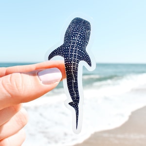 Whale Shark Clear Vinyl Sticker || ocean sticker surf sticker summer decor coastal beach sticker art sea creature sea animal aesthetic