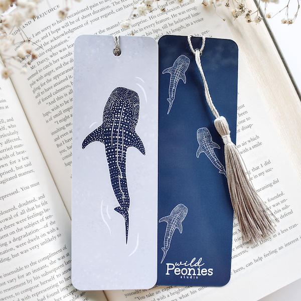 Whale Shark Bookmark || bookmark for women for men gifts for book lovers ocean theme beach decor beach art sea creature sea animal aesthetic