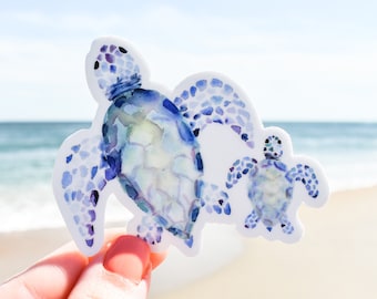 Sea Turtles Vinyl Sticker || ocean stickers surf sticker summer decor coastal artwork nature sticker art beach sticker hawaii stickers