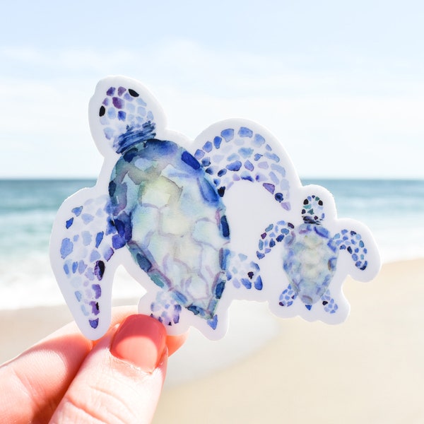 Sea Turtles Vinyl Sticker || ocean stickers surf sticker summer decor coastal artwork nature sticker art beach sticker hawaii stickers