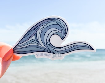 Vitamin Sea Vinyl Sticker || ocean stickers surf sticker summer decor coastal artwork nature sticker art beach sticker boho women aesthetic